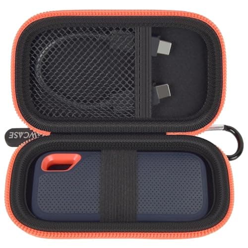 Image of Hard Case Compatible with SanDisk 500GB/ 1TB/ 2TB/ 4TB Extreme Portable SSD - Up to 1050MB/s - USB-C - External Solid State Drive. Carrying Travel Holder for USB Cable -Orange Zipper (Box Only)