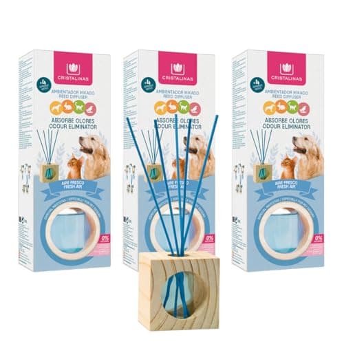 Image of CRISTALINAS Pet Odour Eliminating Reed Diffusers Fresh Air Scent - 30ml Air Fresheners for Home - Lasts upto 4 weeks - Pack of 3