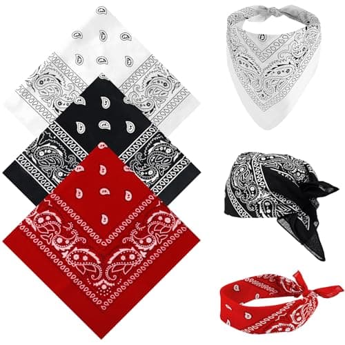 Image of Qufiiry 3 Pcs Paisley Bandana,Multifunctional Headbands,Premium Stylish & Versatile Bandana,Unisex Paisley Bandanas for Cycling Headband Face Mask Neckerchief Handkerchief Face Mask(Black, White, Red)