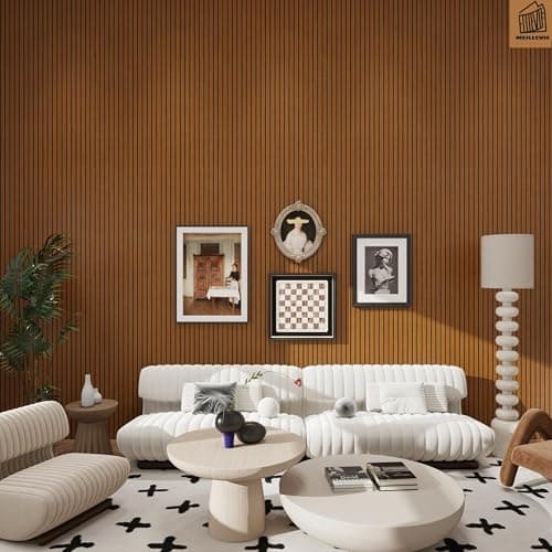 Image of MEILLEVIE 3D Wood Effect Wall Panels 40cm x 3m - Self-Adhesive PVC Cladding with Foam Backing for Walls, Ceilings & Furniture(brownGS008)