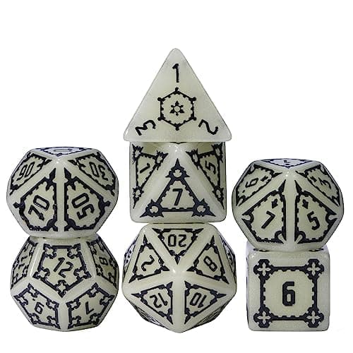 Image of Cusdie 7 Pcs 25mm Giant DND Dice, Polyhedral Dice Set, D&D Dice for Dungeons and Dragons RPG(Glow in The Dark)