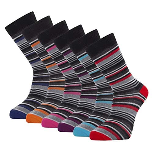 Image of Cob Stallion- 6-Pack Multi-Stripe Men's Socks, Multicoloured, Multipack 6-11 UK (6 Pairs Multistripe)