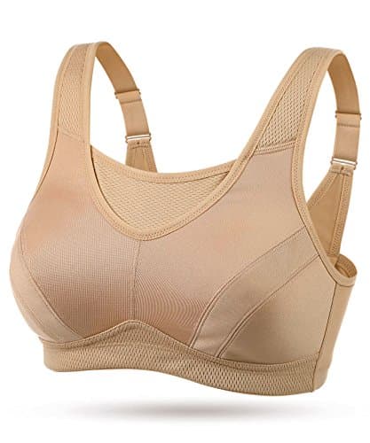 Image of WingsLove Women's High Impact Sports Bra High Support Wireless Adjustable Plus Size for Large Breasts Nude
