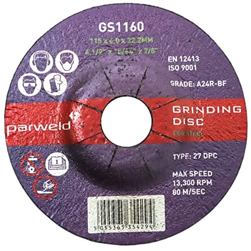 Image of (PACK OF 5) Parweld 100mm Grinding discs for steel (100 x 6.0 x 16mm) 4"