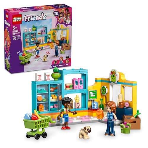 Image of LEGO Friends Heartlake City Mini Supermarket - Toy Shop w/ 2 Mini Dolls, Pet Dog Figure, Cash Register & Play Food Accessories - Birthday Gift for 5+ Year Old Girls - 42680