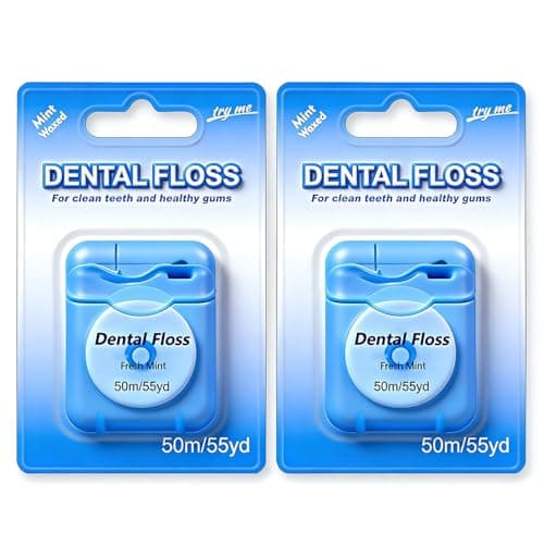 Image of Mint Dental Floss, Waxed Deep Clean Removes Plaque Cool Flavour Dental Tape,50m/Pack,2 Pack