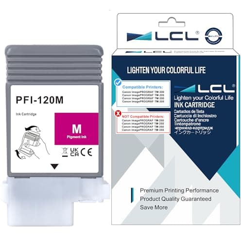 Image of LCL PFI-120 PFI120 Magenta 130ml Ink Cartridge Replacement for Canon ImagePROGRAF TM-200 TM-205 TM-300 TM-305 Printer (1 Pack)