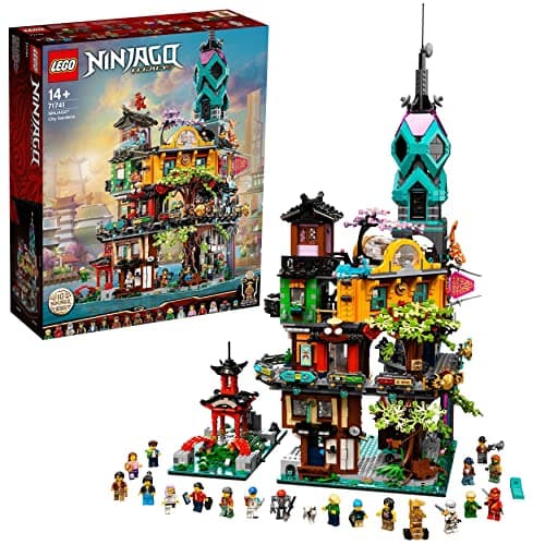 Image of LEGO 71741 NINJAGO City Gardens Large Model Building Kit, Ninja House Building Toy with 19 Minifigures and Animal Figures, Gifts for Boys & Girls