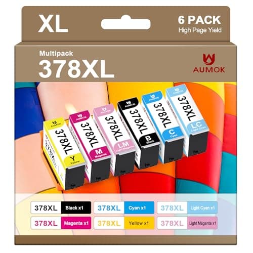 Image of AUMOK 378 378XL Compatible for Epson 378 Ink Cartridges for Epson XP 8700 Printer Ink Cartridges XP-8500 XP-8505 XP-8600 XP-8605 (6 Packs)