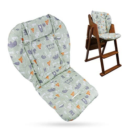Image of Baby High Chair Cushion, Thick Pad for Wooden High Chair, Baby Dining Chair Liner Mat(Green Forest)