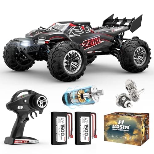 Image of Hosim 1:10 Remote Controlled Car for Adults, 48+km/h High Speed 4WD RC Buggy, with 2 Batteries, 7.4 V, 1500 mAh Electric RC Car, Large RC Truck, Offroad 2.4 GHz Waterproof Monster Truck for Boys and