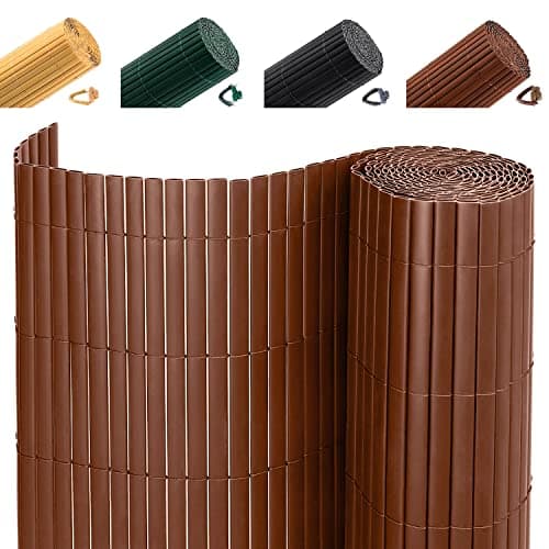 Image of INMOZATA PVC Garden Screening 1m High Privacy Fence Screening Privacy Protective Screens for Garden, Backyard, Balcony, Terrace (Brown,1x3m)
