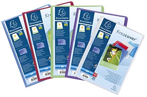 Image of Exacompta - Ref 5729E - Kreacover Collection - Semi-Rigid Opaque PP Display Book - 240 x 320mm in Size, Suitable for A4 Documents, 20 Pockets - Assorted Colours (Pack of 20)