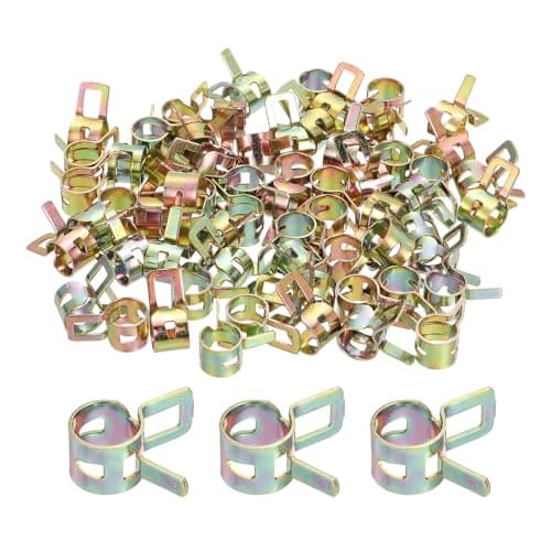 Image of sourcing map ID 8.5mm 5/16inch Fuel Line Hose Clips, Pipe Clamps, Spring Hose Clamp,Low Pressure Air Clamp, Water Pipe Air Tube Vacuum Hose Clamp Fastener Pack of 70(Rose Gold)