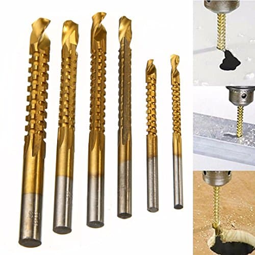 Image of 6pcs 3-8mm Titanium HSS Drill & Saw Bit Set Cutting Carpenter Wood Metal Plastic Hole Tool