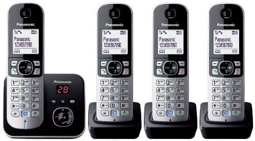 Image of Panasonic KX-TG6824EB Quad DECT Phone - Black/Silver
