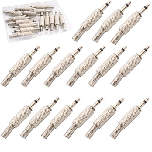 Image of RUNCCI-YUN 15Pcs 3.5mm Mono Plug 1/8 Inch TS Mono Mini Stereo Metal Male Jack Adaptor Connector(silver)