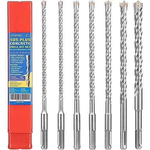 Image of KapStrom 7-Pc SDS Plus Carbide Drill Bit Set (6/8/10/12/14mm) for Rotary Hammers & Impact Drills, Tungsten Tipped Drill Bits for Concrete, Masonry, Brick & Natural Stone