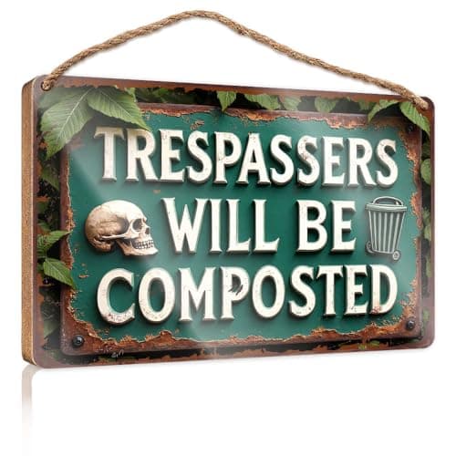 Image of XYBH Plaque For Front Door Trespassers Will Be Composted. Wood Plaque Sign Hanging Pantry Sign Decor(20X30CM)