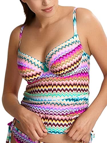 Image of Panache Women's Standard Milano Balconette Underwire Tankini Top, Ikat Print, 3 2F US