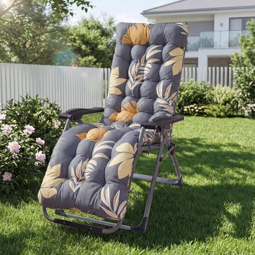 Image of AHSBND Sun Lounger Cushion Outdoor: High Back Replacement Soft Non Slip Seat Pads 170x53cm for Indoor Recliner Chair Patio Garden Porch Furniture Beach (Autumn coffee leaves)