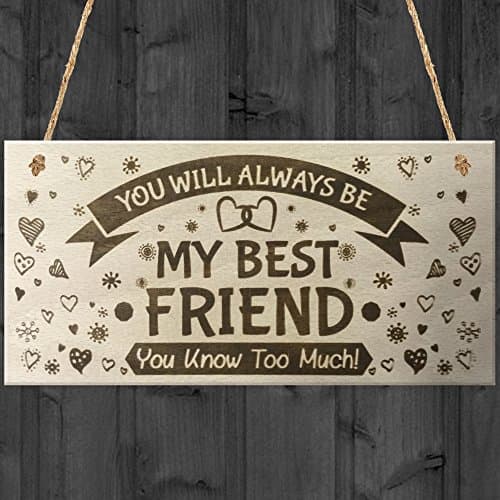 Image of Red Ocean You Will Always Be My Best Friend You Know Too Much Wooden Hanging Plaque Friendship Gift Sign