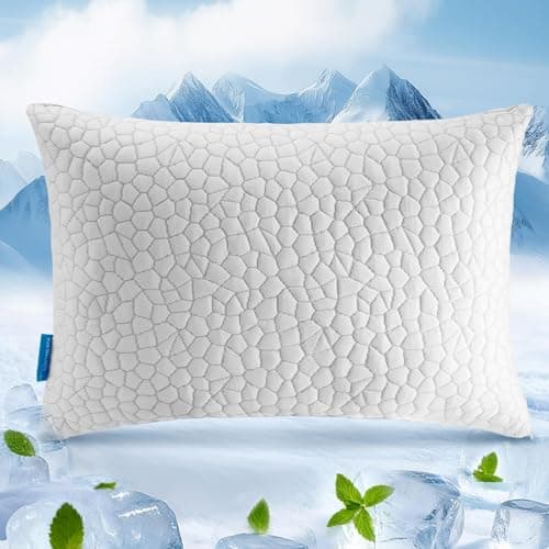 Image of Cooling Pillow for Sleeping,Shredded Memory Foam Pillows Queen Size 1 Pack Bed Pillow for Side Back Stomach Sleepers, Adjustable Cool Pillows for Hot Sleepers with Removable Washable Cover