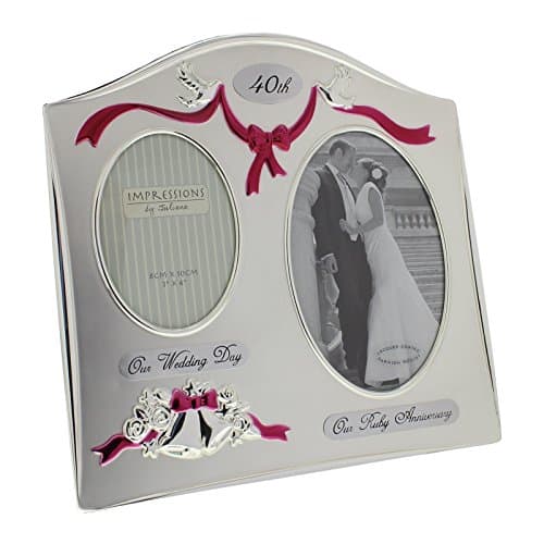 Image of Juliana Photo Frame 2 Tone Silver Plated Double Wedding Anniversary - 40th Ruby FS55040