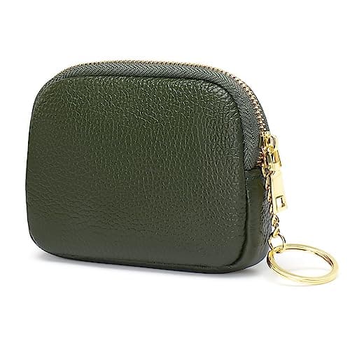 Image of SENDEFN Mini Coin Purse Soft Leather Small Coin Pouch Purses Women Zipper Pocket with Key Ring