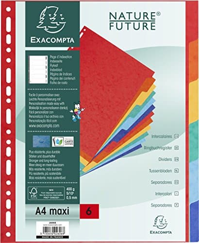 Image of Exacompta Dividers, A4 maxi, 400gsm, 5 part - Multi-coloured