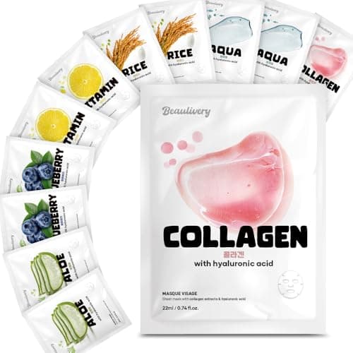 Image of [PACK OF 12] BEAULIVERY with Hyaluronic acid sheet mask pack 6 types x 2 set Korean face mask