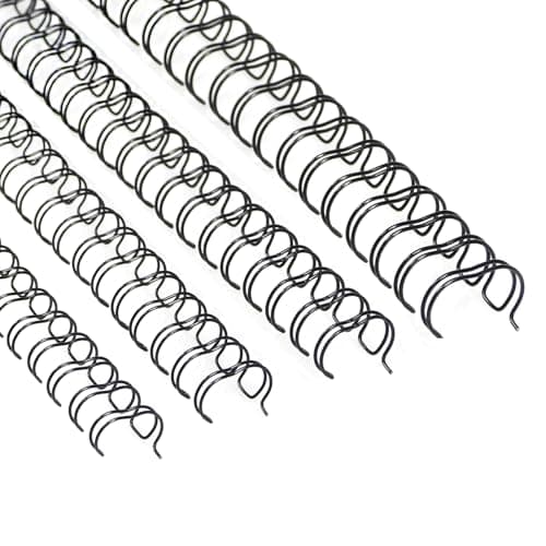 Image of RAYSON Wire Binding Spines, 34 Loops, 60-105 Sheets, Multi-Size, 11.1 mm, 12.7 mm, 14.3 mm, 15.9 mm, A4, Black, 3:1 Pitch, Pack of 96