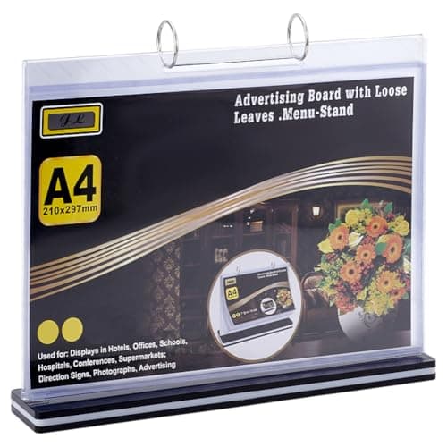 Image of BENECREAT T-Shaped Multi-Page Flip Acrylic Sign Holder, 6-Page Desk Flip Sign Clear Flip Chart Easel for Menu/Photo/Advertising/Drink Display