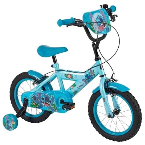 Image of Huffy Disney Stitch 14" Kid’s Bike, aged 4-6 years, Dual Calliper Brakes, Removable Stabilisers, Adjustable Seat, Blue