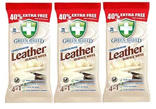 Image of Greenshield GreenShield 3 x Green Shield Leather Surface to Clean Dirt and Protect 210 Wipes