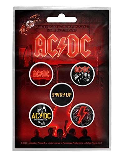 Image of AC/DC Button Badge PWR UP Band Logo Official 5 x Pin Button One Size