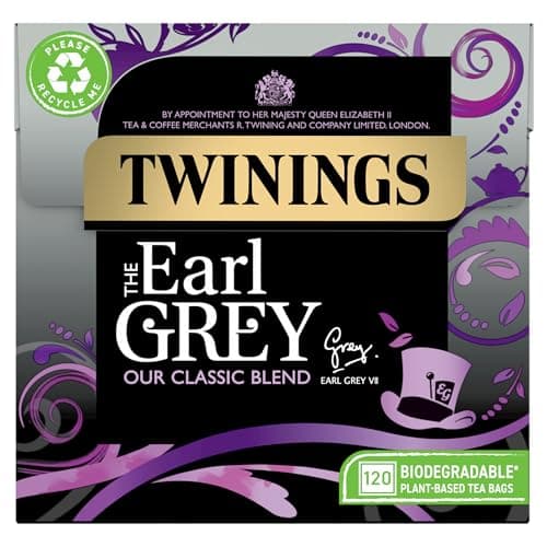 Image of Twinings Earl Grey Tea | Full & Fragrant Earl Grey Tea Bags | Bergamot & Lemon Flavoured Black Tea Blend | Large Pack 120 Biodegradable Tea Bags