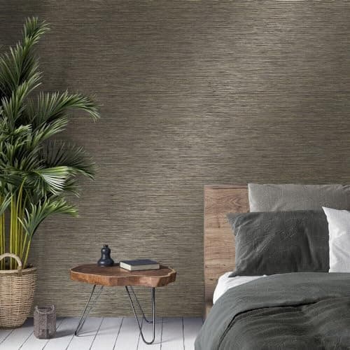 Image of Crown Luxe - Fusion Weave Metallic Wallpaper (Fusion Plain Charcoal)