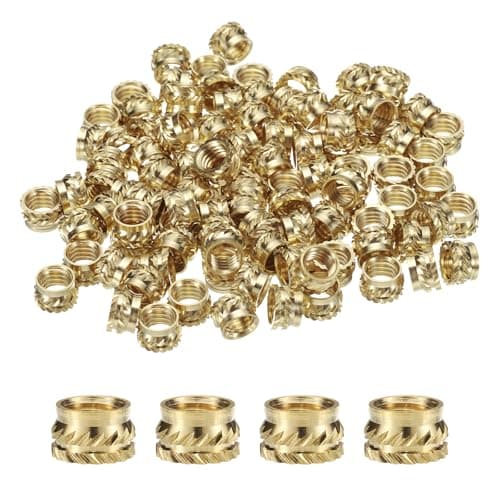 Image of Sourcing Map 50pcs M6 Brass Heat Set Inserts, M6x5mm, OD 8mm Knurled Insert Nuts for 3D Printing