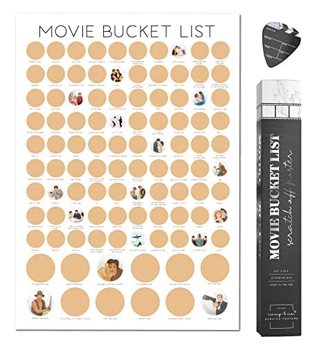 Image of 100 Movies Scratch Off Poster Bucket List - Couples Movie Night - Includes 12 Unique Sagas - Must See Movies - Gift for Movie Lovers - 16.5" x 23.4" - Gifts for Him, Gifts for the Couple