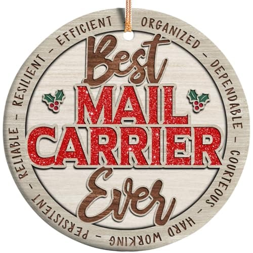 Image of Velyra Best Mail Carrier Ever Ornament – Postal Worker 2025, Thank You Gift for Mailman, Delivery Driver Appreciation Tree Decoration