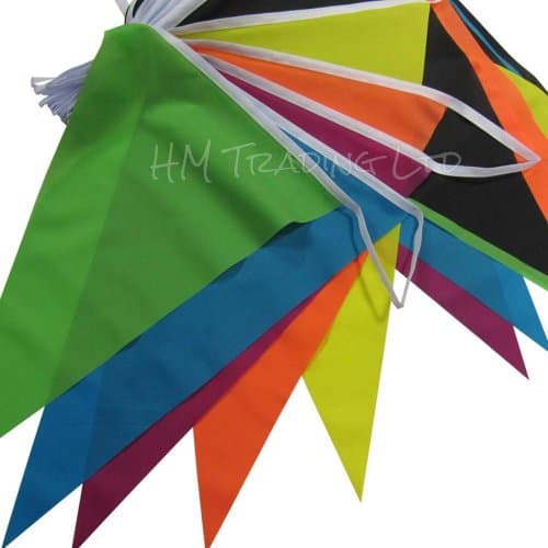 Image of WINSOME Material Polyester Multi Coloured Buntings Banner 10 Metre Long 20 Flags Pennant Double Sided Indoor & Outdoor Party Decoration