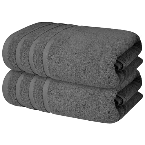 Image of Infinitee Xclusives Bath Towels Set of 2 (70x140 cm) – 100% Soft Ring-Spun Cotton, Ultra Soft & Highly Absorbent Towels for Spa, Gym, Hotel & Everyday Bathroom Use |Shadow Grey|
