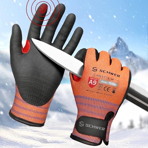 Image of Schwer FreezeGuard-X Winter Work Gloves for Men and Women, ANSI A9 Cut Resistant Gloves for Extreme Protection, Freezer Gloves With Super Grip, Thermal Insulated, PFAS Free, PM3326-W (XXL,1 Pair)