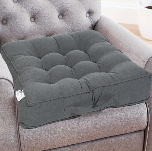 Image of Casabella Booster Cushion-Armchair Booster Cushion Large Booster Seat Dining Chair 50x50+10cm Thick Floor Cushion, Pregnancy & Post-Operative Adults Chair Bolster Cushion Seat, Car Seat Sofa-Grey