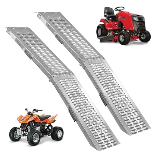 Image of KCT Twin Pack Vehicle Ramp Heavy Duty Vehicle Van Loading Ramps 400kg Capacity Folding Motorcycle Motorbike Mobility Scooter Lawn Mower Trailer (2 x 200kg)