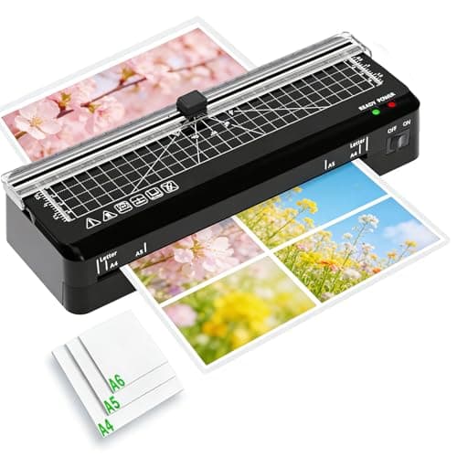 Image of Laminator, A4 Laminator Machine, Thermal Laminating 70s Fast Warm-up with Build in Trimmer, Portable Personal Laminating Machine with NTC Technology for Home, Office, School (A4+10pics)