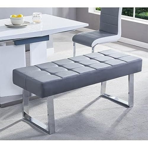 Image of Austin Small Faux Leather Dining Bench In Grey
