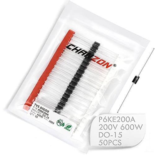 Image of (Pack of 50 Pieces) Chanzon TVS Diodes P6KE200A P6KE200 600W 200V DO-15 (DO-204AC) Axial Unidirectional Channel 600 Watt 200 Volt