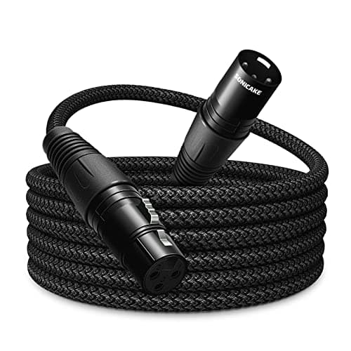 Image of SONICAKE XLR Microphone Cable 2m/6ft Male to Female 3 Pin Nylon Braided for Studio Recording, Mic Mixer and Live Production, Black